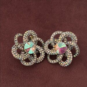 Elegant Multicolor Crystal Flower Earrings